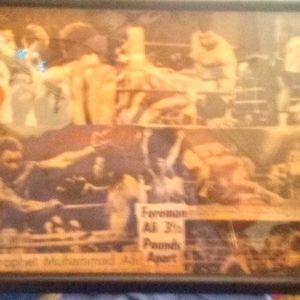 11 x 13  framed clippings Fight in Jungle Mohommad Ali & George Forema